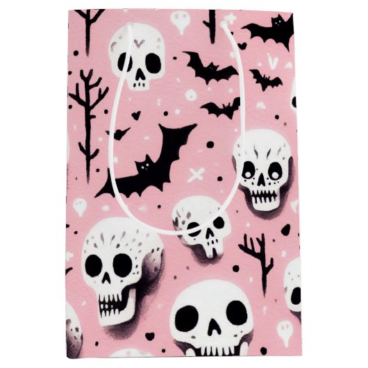 Ghost roze Helloween Wrapping Papier Bladen Medium Cadeauzakje (Voorkant)