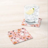 Ghost roze Helloween Wrapping Papier Bladen Vierkante Kartonnen Onderzetter (Insitu)