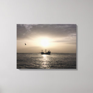 Ghost Ship at Sunset Canvas Afdruk