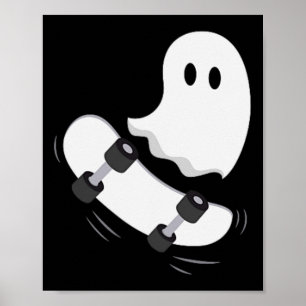 Ghost Skateboard Lazy Halloween Kostuum Leuk Skate Poster