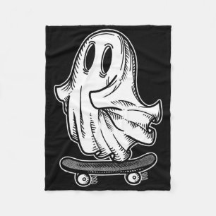 Ghost Skateboarder Blackwork Fleece Deken