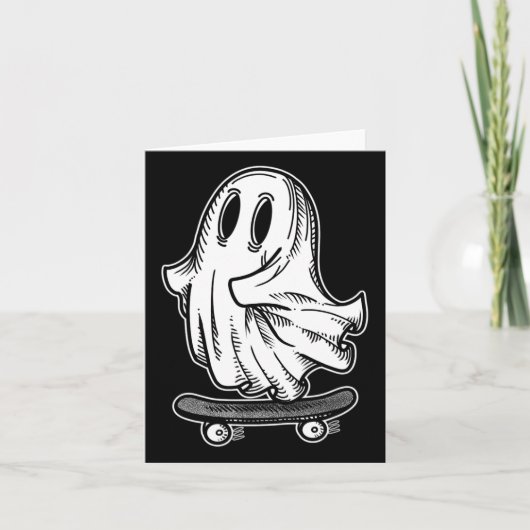 Ghost Skateboarder Blackwork Kaart (Voorkant)