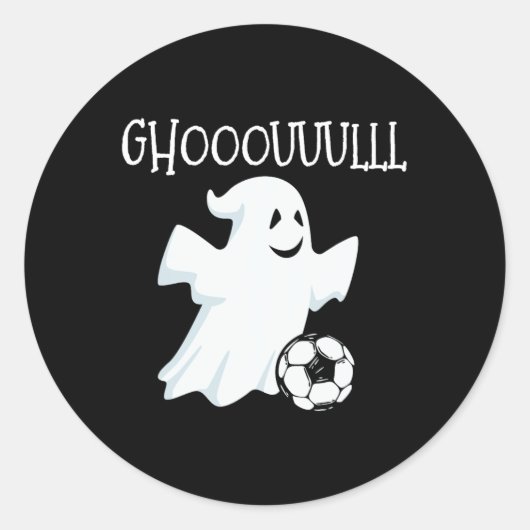 Ghost Soccer Halloween Ronde Sticker (Voorkant)