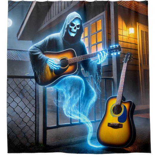 Ghost Spelen De Gitaar Douchegordijn (Voorkant)