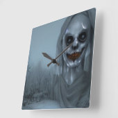 Ghost Spooky Creepy Ghost Vierkante Klok (Hoek)