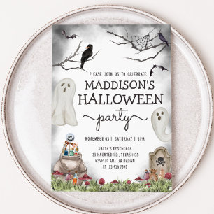 Ghost Spooky Halloween Verjaardagsfeest Kaart