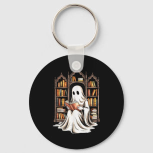 Ghost Spooky Library Grappige Halloween Leer Sleutelhanger