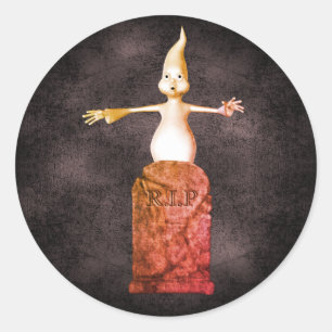 Ghost Tombstone Halloween Funny Ronde Sticker