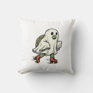 Ghost Turtle Roller Skating Vintage Halloween-ontw Kussen