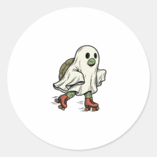 Ghost Turtle Roller Skating Vintage Halloween-ontw Ronde Sticker