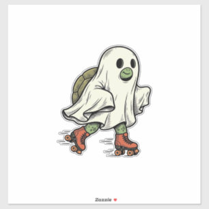 Ghost Turtle Roller Skating Vintage Halloween-ontw Sticker