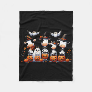 Ghost Uilen Koeien Halloween Dieren Koe Lover Spoo Fleece Deken