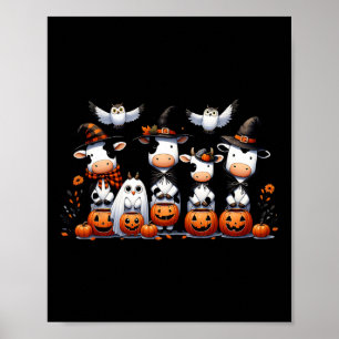 Ghost Uilen Koeien Halloween Dieren Koe Lover Spoo Poster