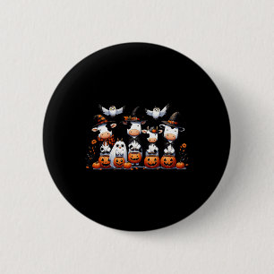 Ghost Uilen Koeien Halloween Dieren Koe Lover Spoo Ronde Button 5,7 Cm