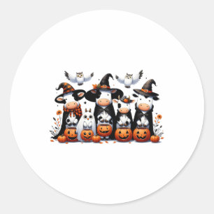 Ghost Uilen Koeien Halloween Dieren Koe Lover Spoo Ronde Sticker
