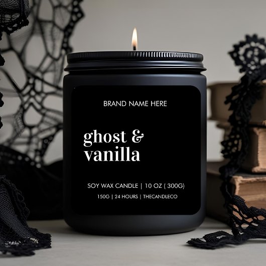 Ghost & Vanilla Candle | Aangepaste zwart-wit Vierkante Sticker