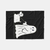 Ghost Walking Dog Ghostie Grappige Halloween Hond  Fleece Deken (Voorkant (Horizontaal))