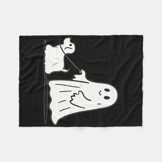 Ghost Walking Dog Ghostie Grappige Halloween Hond  Fleece Deken (Voorkant (Horizontaal))