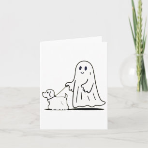 Ghost Walking Dog Ghostie Grappige Halloween Hond Kaart