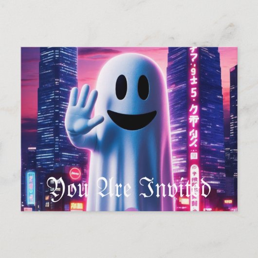 Ghost Wave & Urban Lights Uitnodiging Briefkaart (Voorkant)