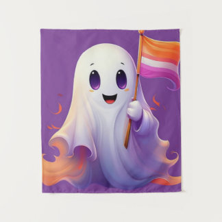 Ghost whit lesbian flag wandkleed