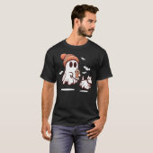 ghost with walking dog halloween t-shirt (Voorkant volledig)