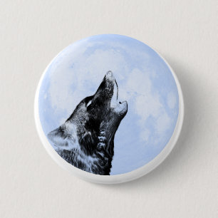 Ghost wolf die naar de maan vliegt ronde button 5,7 cm