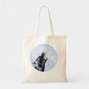 Ghost wolf die naar de maan vliegt tote bag
