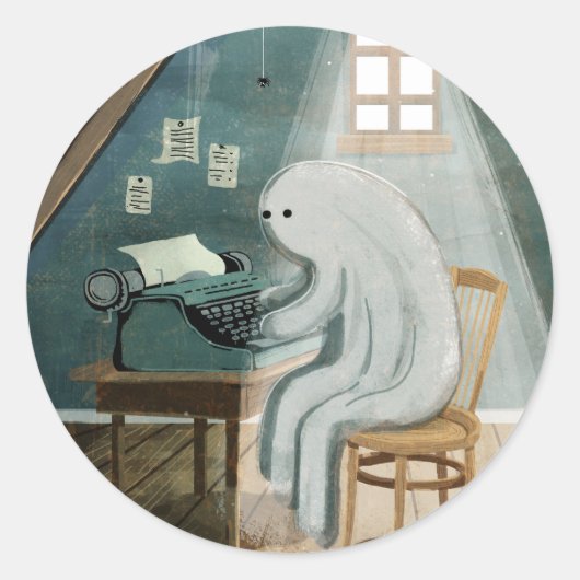 Ghost Writer Ronde Sticker (Voorkant)