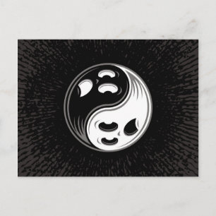 Ghost Yin Yang Black en White Briefkaart