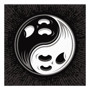Ghost Yin Yang Black en White Foto Afdruk