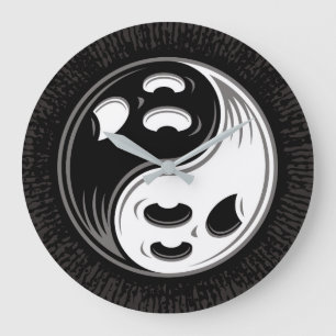 Ghost Yin Yang Black en White Grote Klok
