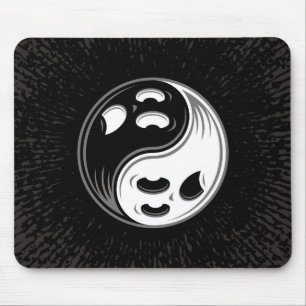 Ghost Yin Yang Black en White Muismat