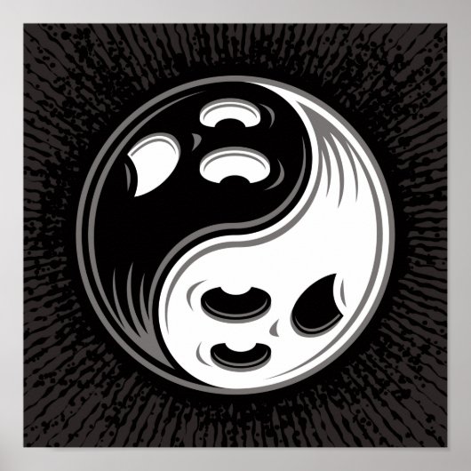 Ghost Yin Yang Black en White Poster (Voorkant)