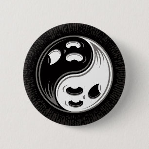 Ghost Yin Yang Black en White Ronde Button 5,7 Cm