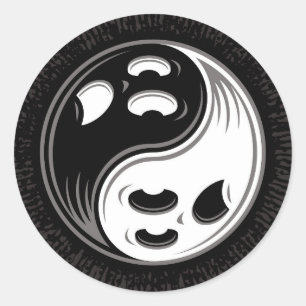 Ghost Yin Yang Black en White Ronde Sticker