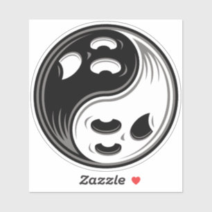 Ghost Yin Yang Black en White Sticker
