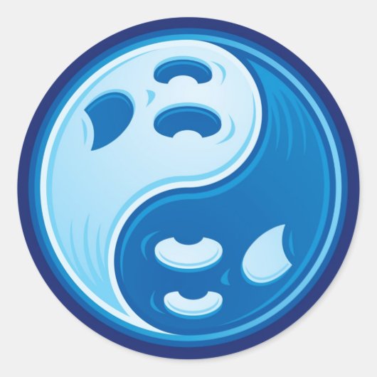 Ghost Yin Yang Ronde Sticker (Voorkant)