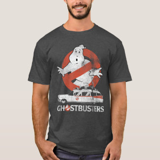 Ghostbusters No Ghost with Ectomobile Retro Movie  T-shirt