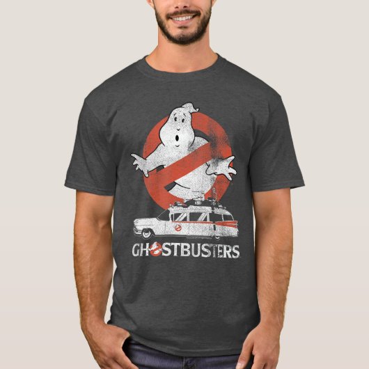 Ghostbusters No Ghost with Ectomobile Retro Movie  T-shirt (Voorkant)