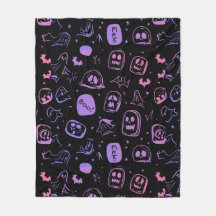 Ghostly Bats & Eerie Gezichten Halloween Zwart