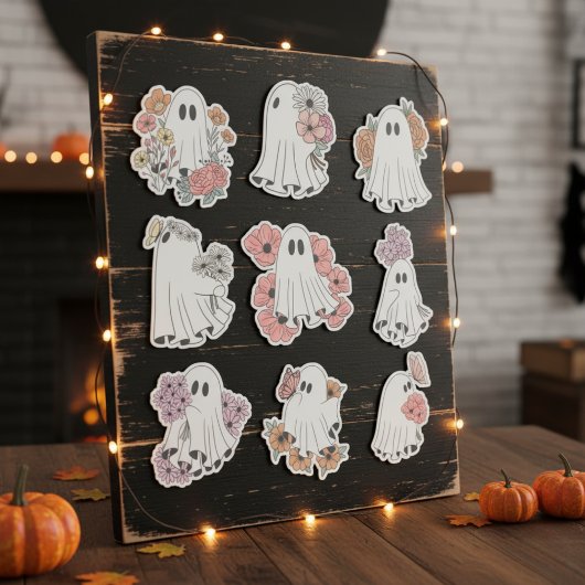 Ghostly Floral Charm Halloween Sticker Set