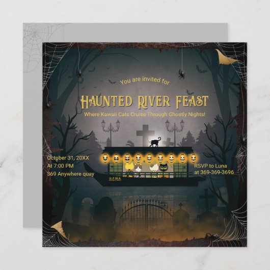 Ghostly Graveyard Cruise Uitnodiging (Voorkant / Achterkant)