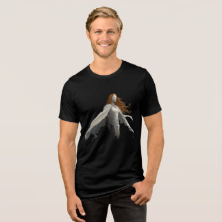 Ghostly Lady in White with Fiery Hair Tri-Blend Shirt