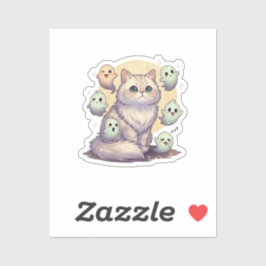 Ghostly Perzisch - Pluizige Perzische kat Hallowee Sticker