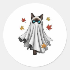 Ghostly Siamese – Schattigee Halloween Siamese Cat Ronde Sticker