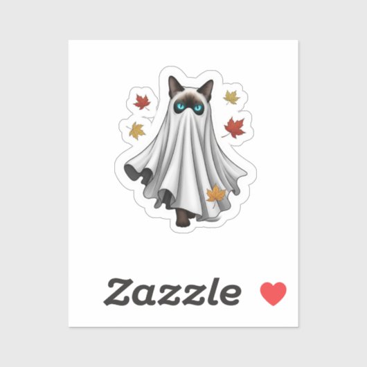 Ghostly Siamese – Schattigee Halloween Siamese Cat Sticker (Vel)