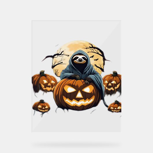 Ghostly Sloth's Midnight Haunt Classic T-shirt Acryl Bord (Voorkant)