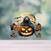 Ghostly Sloth's Midnight Haunt Classic T-shirt Acryl Bord (Neutraal)