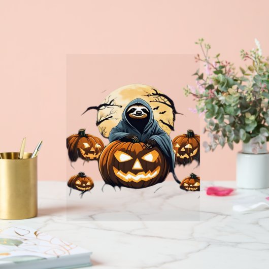 Ghostly Sloth's Midnight Haunt Classic T-shirt Acryl Bord (Huwelijk)